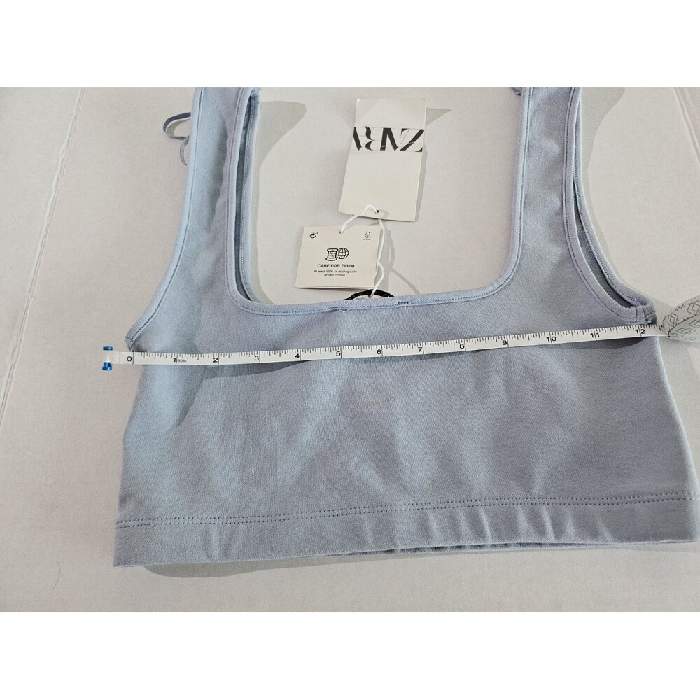 Zara NWT Womens Size Medium Baby Blue Cropped Tank Top